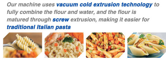 Niedrigenergie-Hochgeschwindigkeits-Makkaroni-Pasta-Extrusionssystem für schnelle Produktion in Lebensmitteln