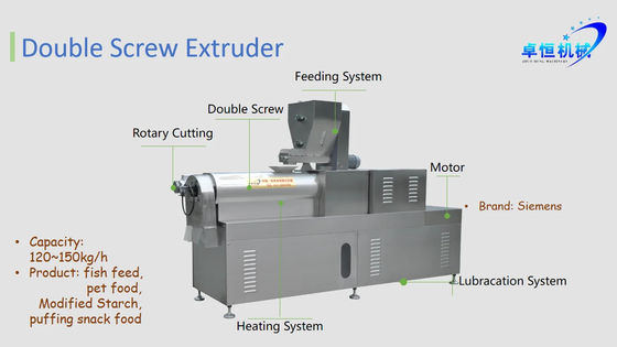 Max. Kapazität 120-150/250-300/500-800/1000-1200 kg/h Schwebende Fischfutter-Extrudermaschine